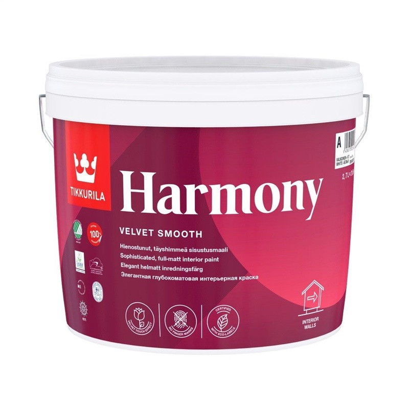 Akriliniai dažai Tikkurila Harmony A, balti, 2.7 l