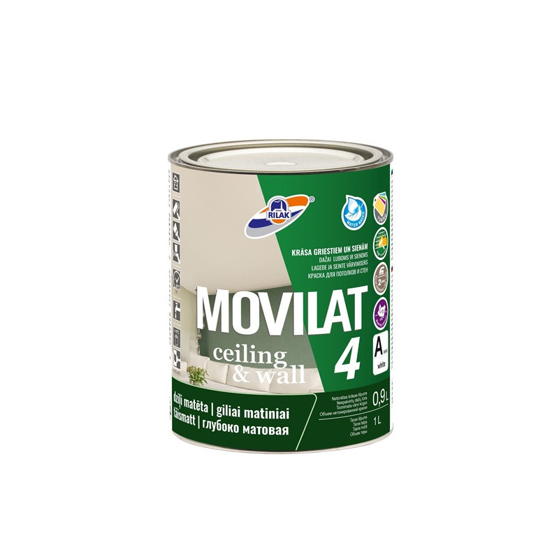 Dispersiniai dažai Rilak Movilat 4, balta, 0.9 l