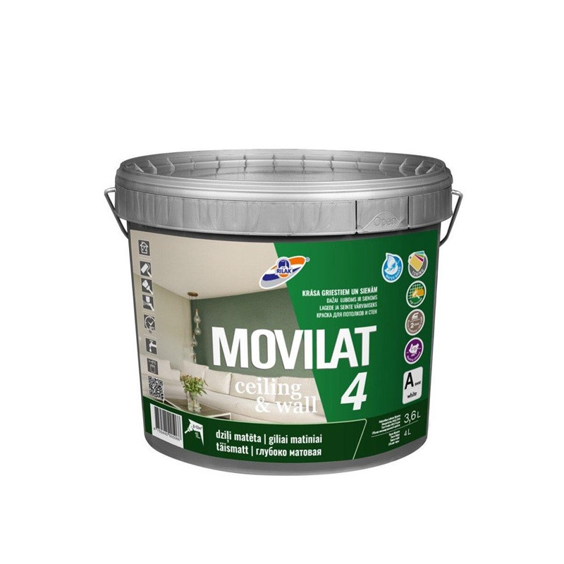 Dispersiniai dažai Rilak Movilat 4, balta, 3.6 l