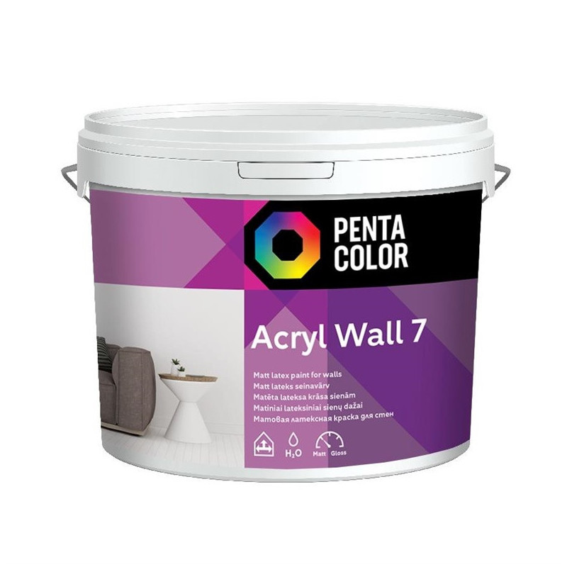 Dispersiniai dažai Pentacolor Acryl 7, balti, 3 l