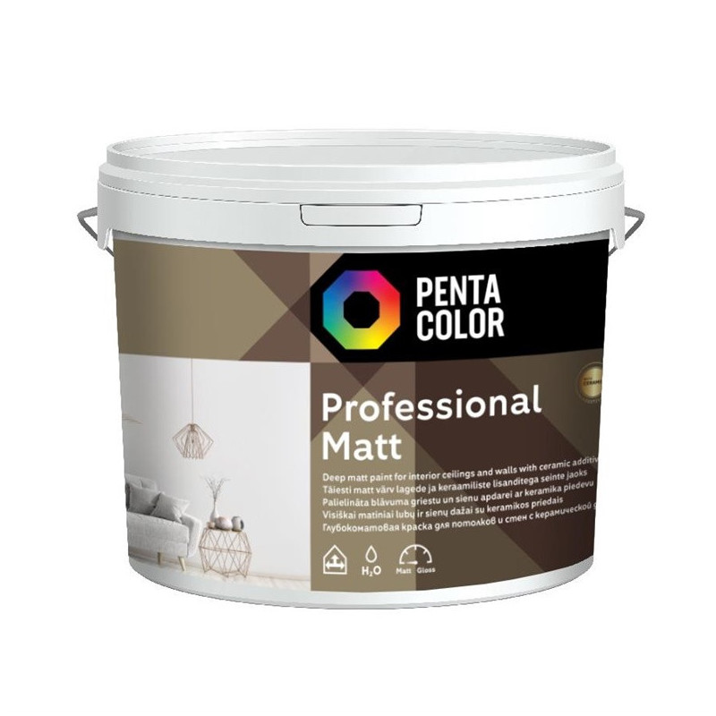 Dispersiniai dažai PENTACOLOR PROFESSIONAL MATT, balti, 10 l