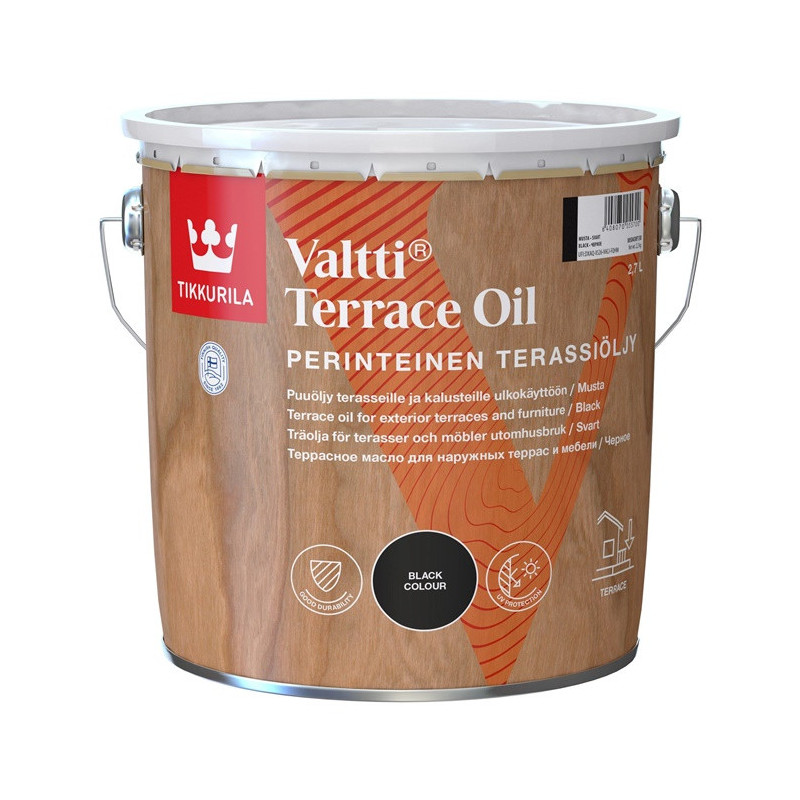 Medienos aliejus Tikkurila Valtti Terrace Oil, juoda, 2.7 l