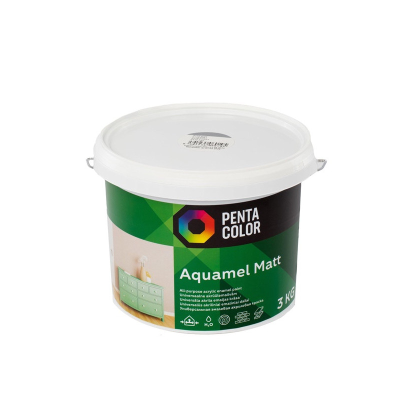 Emaliniai dažai Pentacolor Aquamel, pilka, matinis, 3 kg.