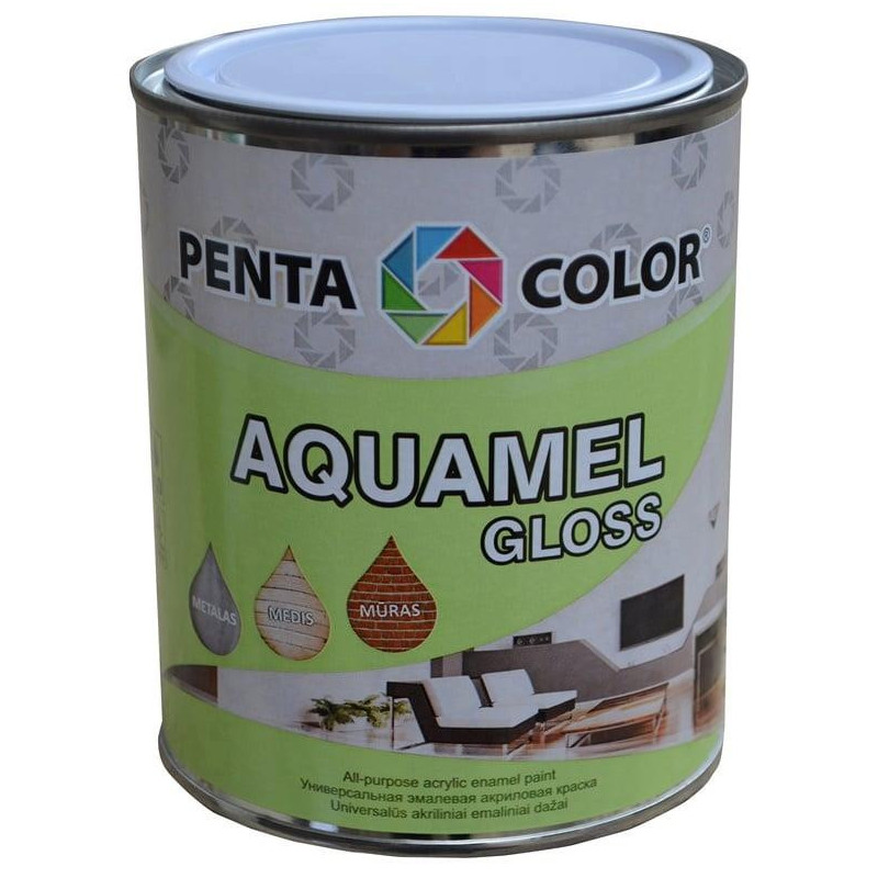 Emaliniai dažai Pentacolor Aquamel, geltoni, blizgus, 0.7kg.