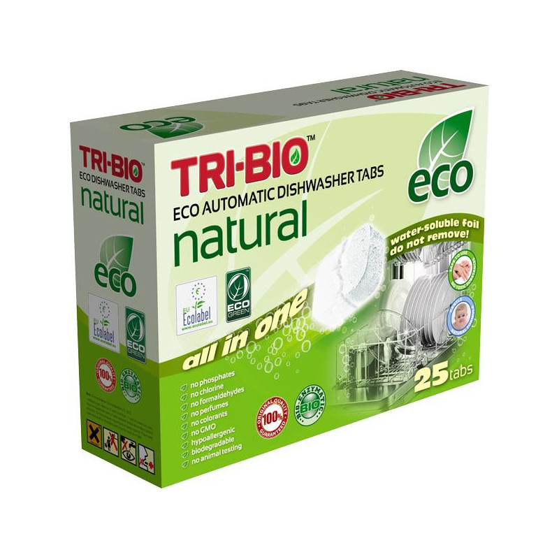 Indaplovių tabletės Tri-Bio Natural All in One, 25 vnt.