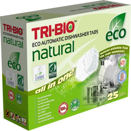 Indaplovių tabletės Tri-Bio Natural All in One, 25 vnt.