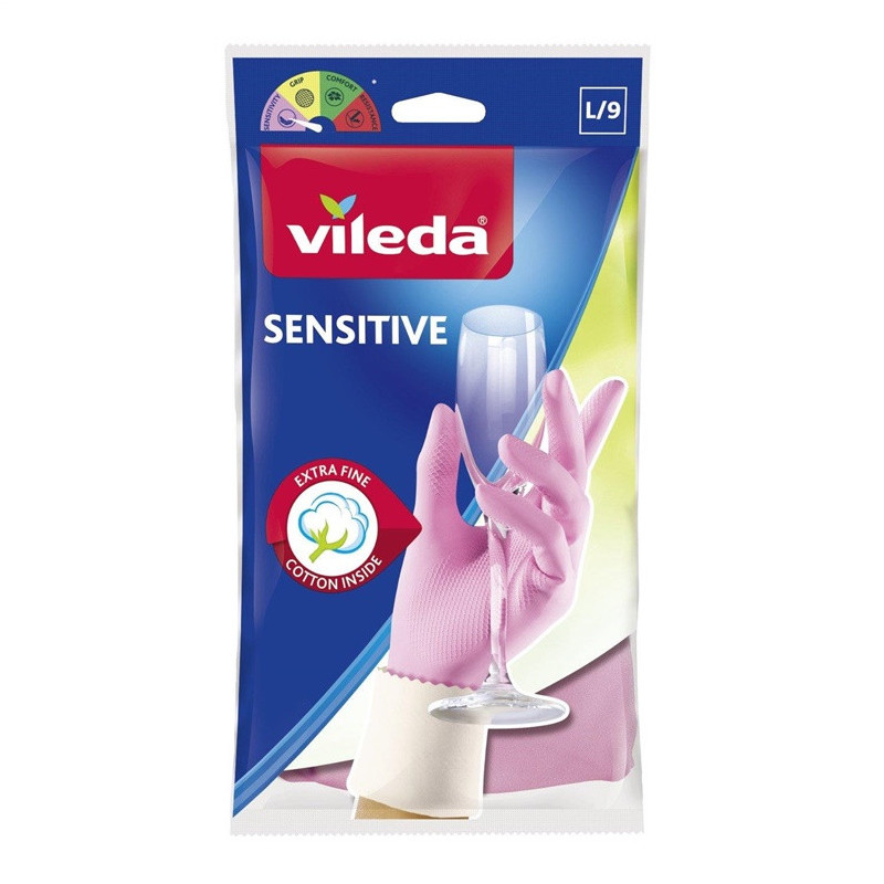 Guminės pirštinės Vileda Sensitive, L dydis