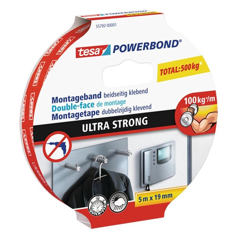 Dvipusė lipnioji juosta Tesa Ultra Strong 5m x 19mm, balta