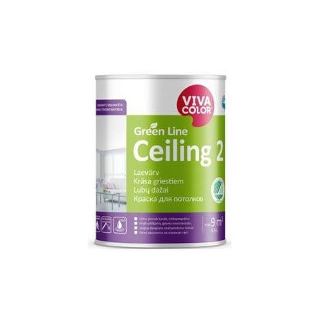 Dažai Vivacolor Green Line Ceiling 2 A, balti, 2.7 l