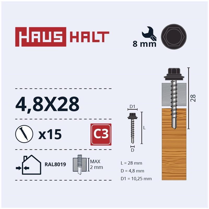 Savisriegiai Haushalt, DIN 7504K, 4,8 x 28 mm, 15 vnt.