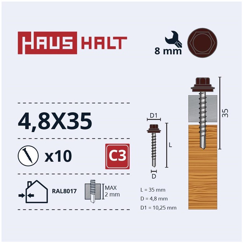 Savisriegiai Haushalt, DIN 7504K, 4,8 x 35 mm, 10 vnt.