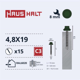 Savisriegiai Haushalt, DIN 7504K, 4,8 x 19 mm, 15 vnt.