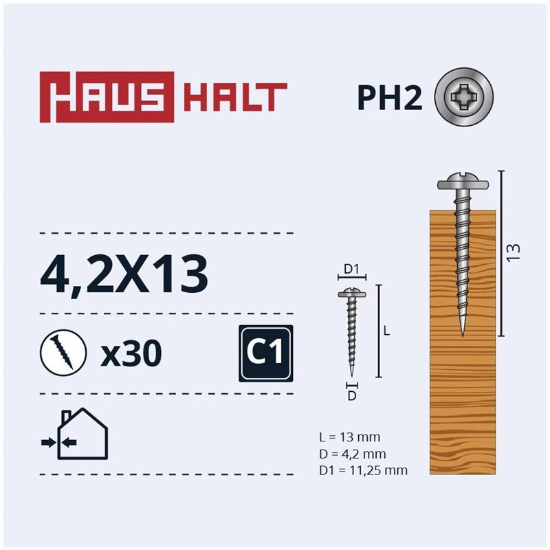 Savisriegiai Haushalt, DIN 14566, 4,2 x 13 mm, 30 vnt.