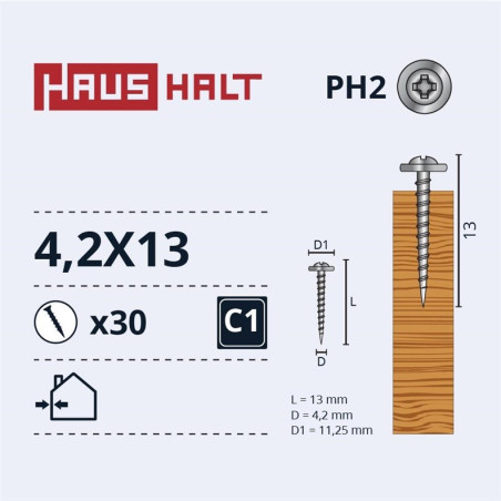 Savisriegiai Haushalt, DIN 14566, 4,2 x 13 mm, 30 vnt.