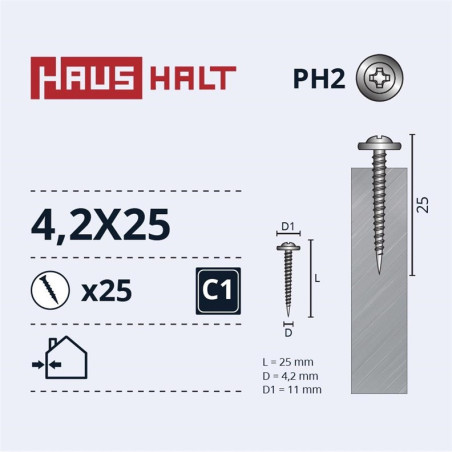 Savisriegiai Haushalt, DIN 14566, 4,2 x 25 mm, 25 vnt.