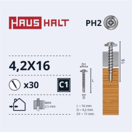 Savisriegiai Haushalt, MET/MED, DIN 14566,4,2x16mm,30vnt.