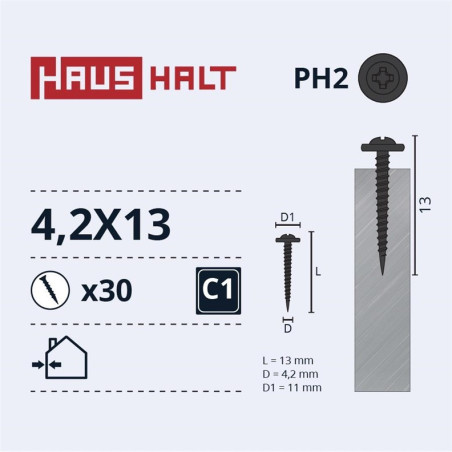 Savisriegiai Haushalt, DIN 14566, 4,2 x 13 mm, 30 vnt.