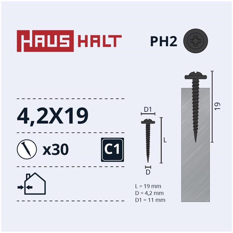 Savisriegiai Haushalt, DIN 14566, 4.2 x 19 mm, 30 vnt.