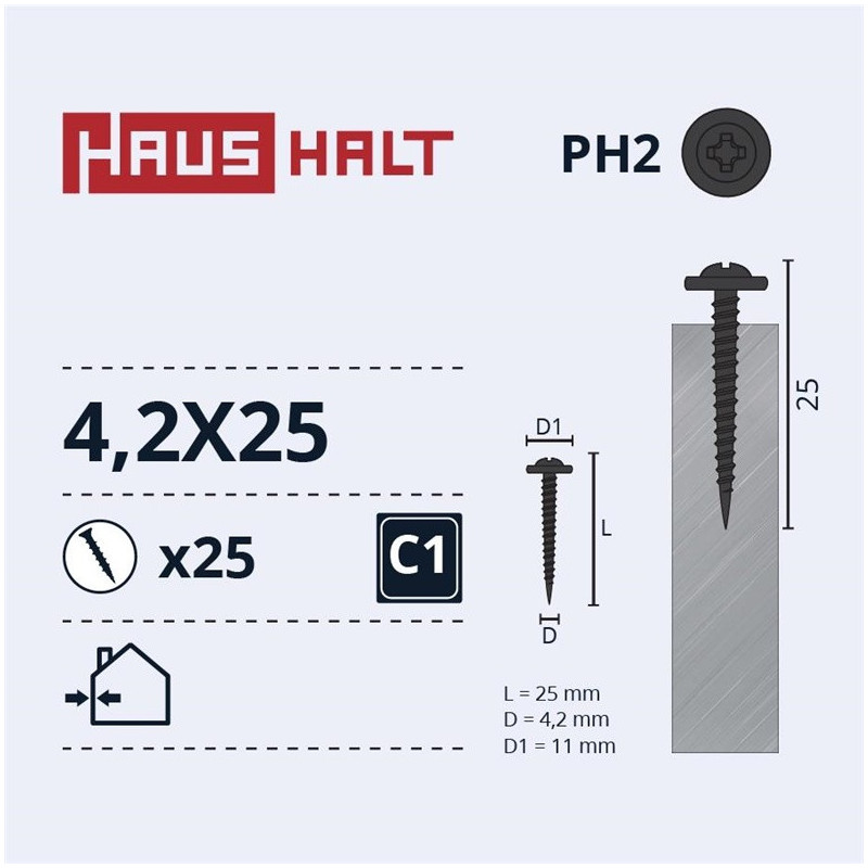 Savisriegiai Haushalt, DIN 14566, 4,2 x 25 mm, 25 vnt.