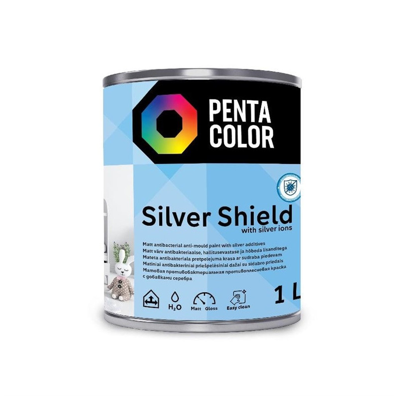 Dažai Pentacolor Silver Shield, balta, 1 l