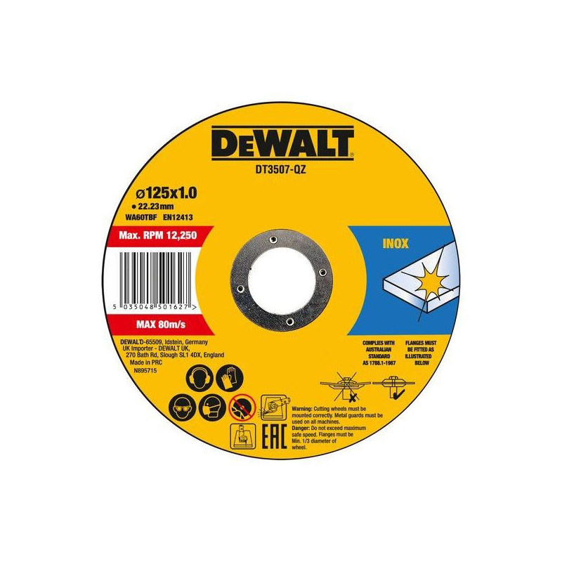 Metalo pjovimo diskas Dewalt 125 x 1 mm DT3507-QZ