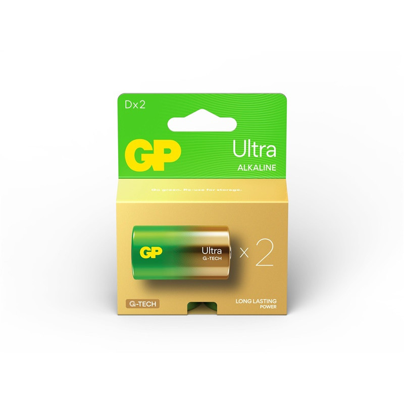 Elementai GP ULTRA ALKALINE D/LR20, 1,5V, 2 vnt.