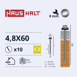 Savisriegiai Haushalt, DIN 7504K, 4,8 x 60 mm, 10 vnt.