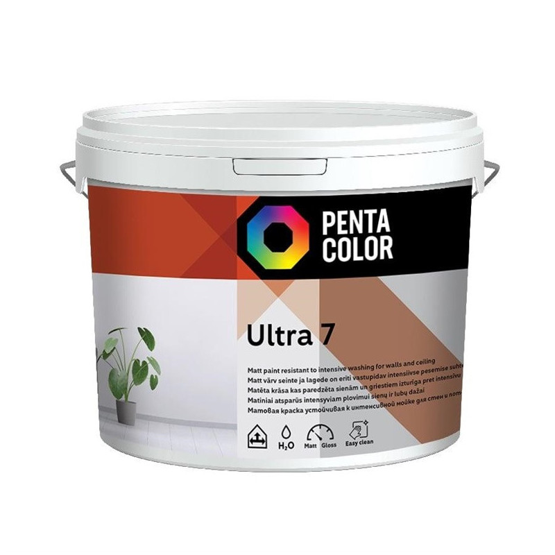 Dispersiniai dažai Pentacolor Ultra 7, balta, 5 l