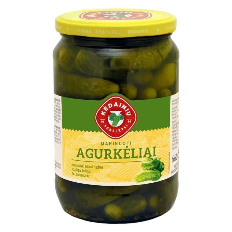 Marinuoti Kėdainių konservų AGURKĖLIAI, 660 g