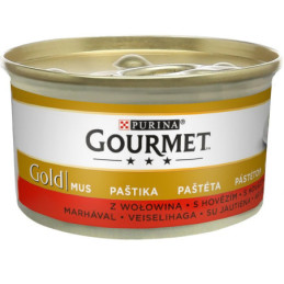 Konservuotas kačių ėdalas su jautiena GOURMET GOLD, 85 g