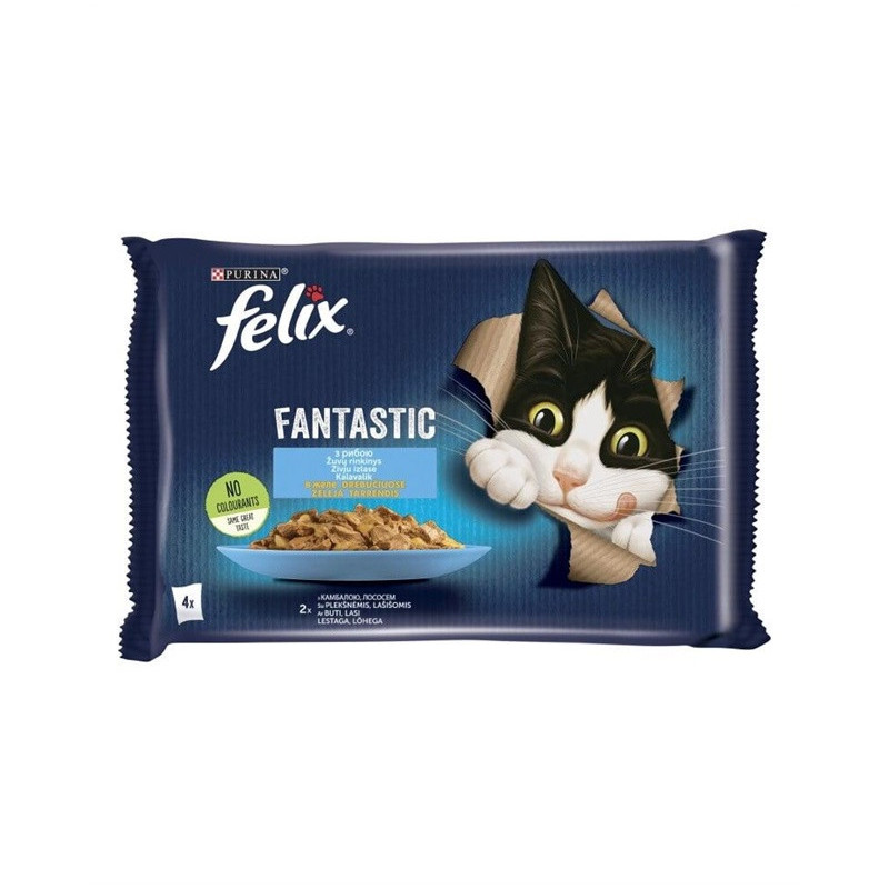 Konservuotas kačių ėdalas FELIX Fantastic žuvies sk., 4x85 g