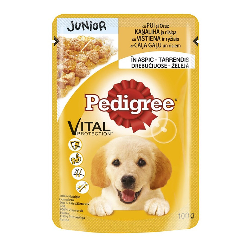 Konservas jauniems šunims Pedigree, su vištiena, 100 gr