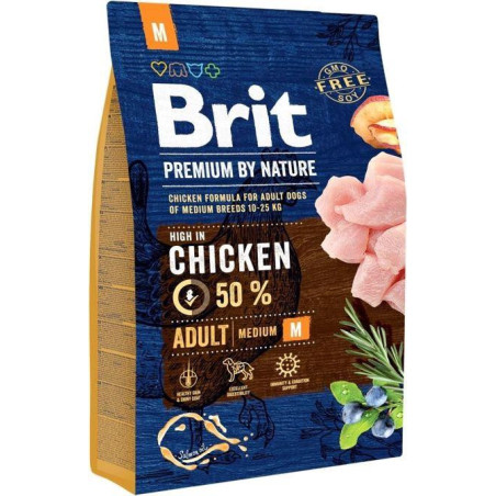 Sausas ėdalas šunims Brit Premium Adult M, su vištiena, 3 kg