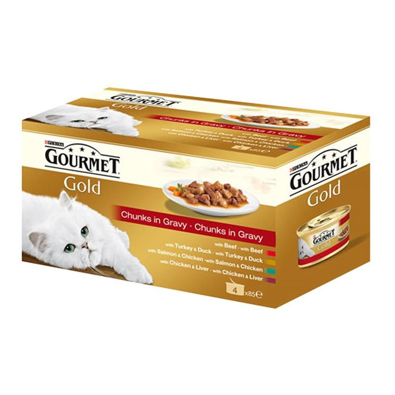 KONSERVUOTAS ĖDALAS KATĖMS „GOURMET GOLD“ 4 x 85 g