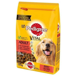 Sausas šunų maistas Pedigree Vital, jautiena, 2,6 kg