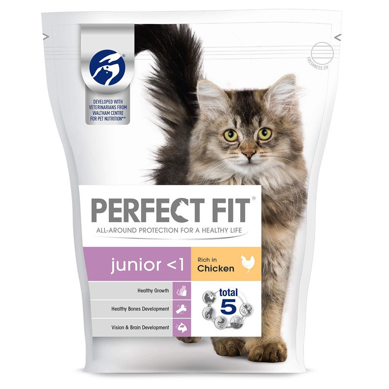 Sausas ėdalas katėms Perfect fit Junior, su vištiena, 750 g