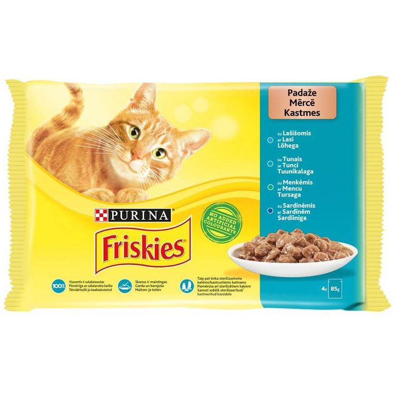 Konservai katėms "FRISKIES®" su žuvimi rinkinys, 4 x 85g