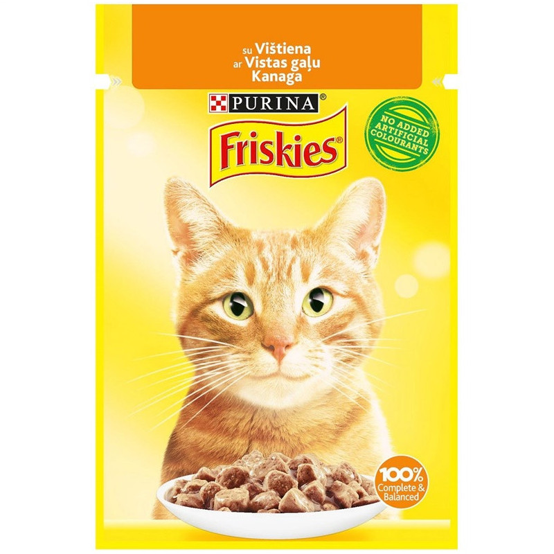 Šlapias kačių maistas FRISKIES, vištiena, 85 g