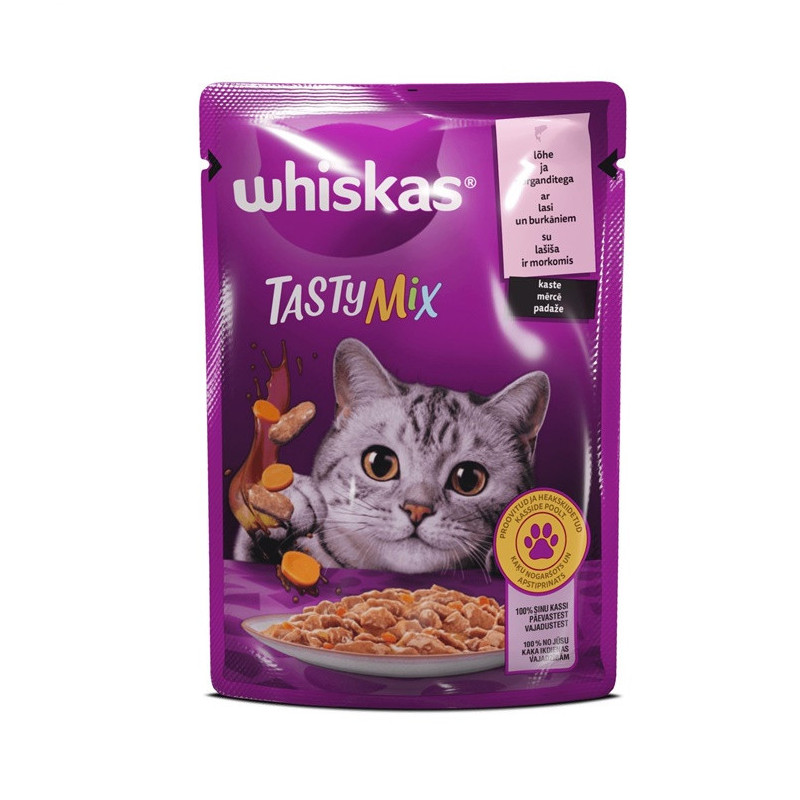 Šlapias kačių maistas Whiskas Salmon, carrot, 0.085 kg