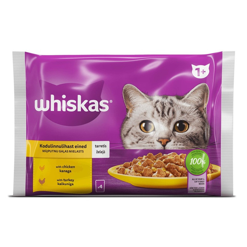 Šlapias kačių maistas Whiskas Chicken,turkey,0.085 kg, 4vnt.