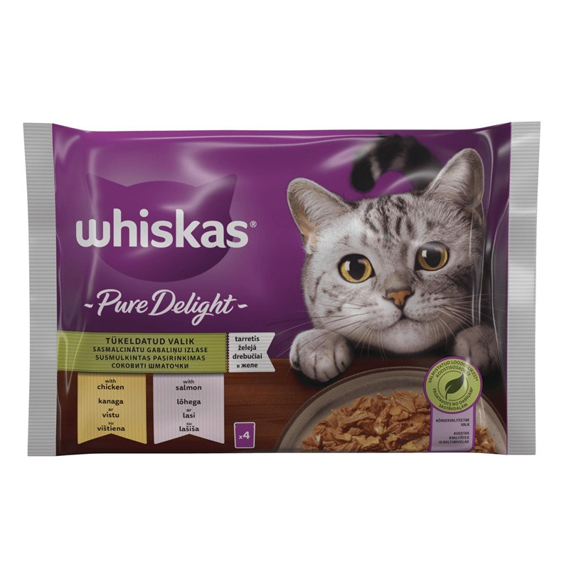 Šlapias kačių maistas Whiskas Salmon,chicken, 0.085 kg, 4vnt