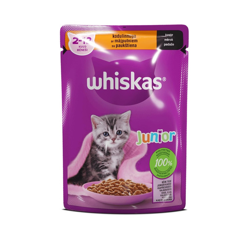 Šlapias kačių maistas Whiskas Poultry, 0.085 kg