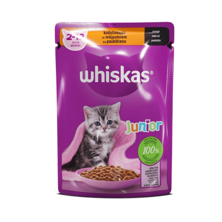 Šlapias kačių maistas Whiskas Poultry, 0.085 kg