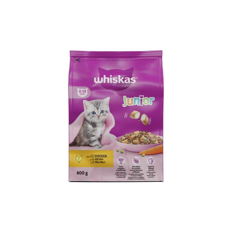 Sausas kačių maistas Whiskas Junior, 0.8 kg