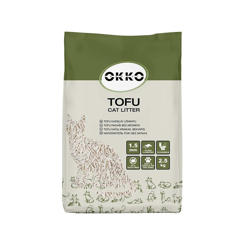 Kačių kraikas organinis (sušokantis) Okko Tofu,2.5 kg,5.8 l