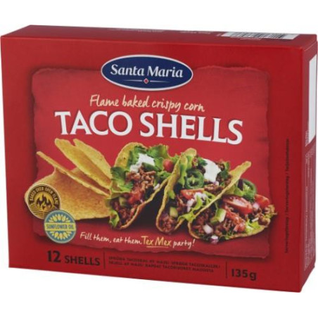 Kukurūzų krepšeliai SANTA MARIA Tex Mex Taco shells, 125 g