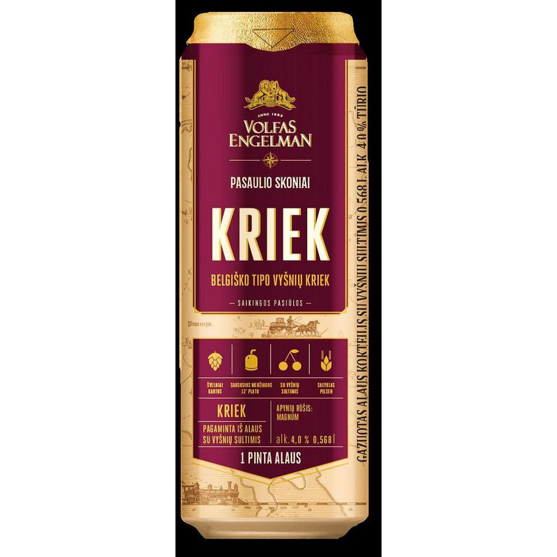 Alus VOLFAS ENGELMAN KRIEK, 4%, 0,568 l