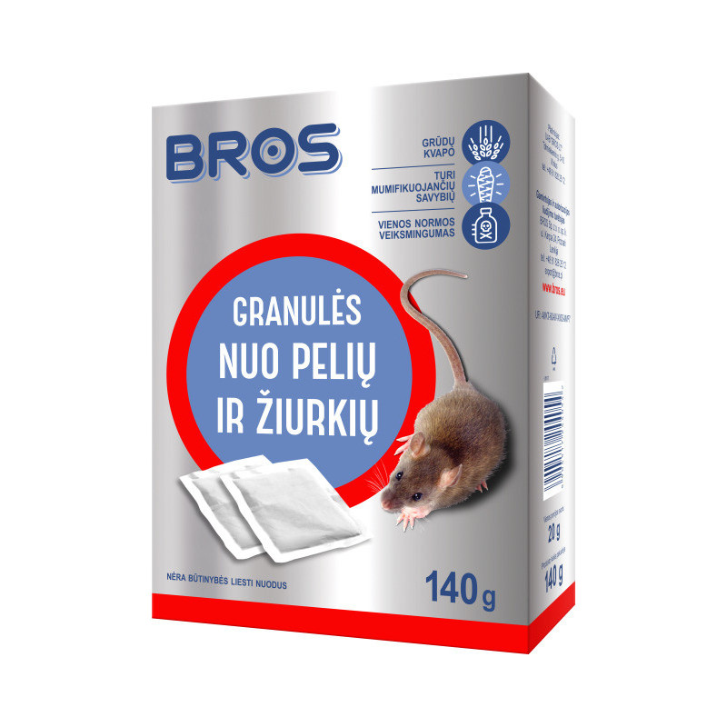 Granulės pelėms ir žiurkėms BROS, 140 g