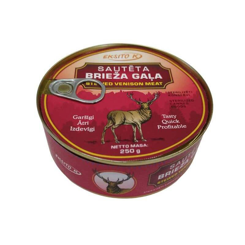 Konservuota troškinta elniena, sterilizuota, 250 g