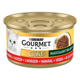 Konservuotas kačių ėdalas su jautiena GOURMET GOLD,  85 g